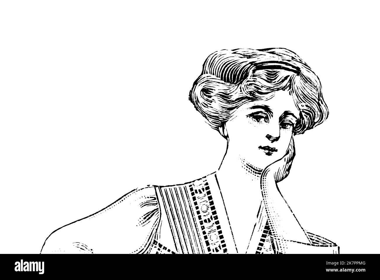 Porträt einer Frau - Vintage Illustration Stockfoto