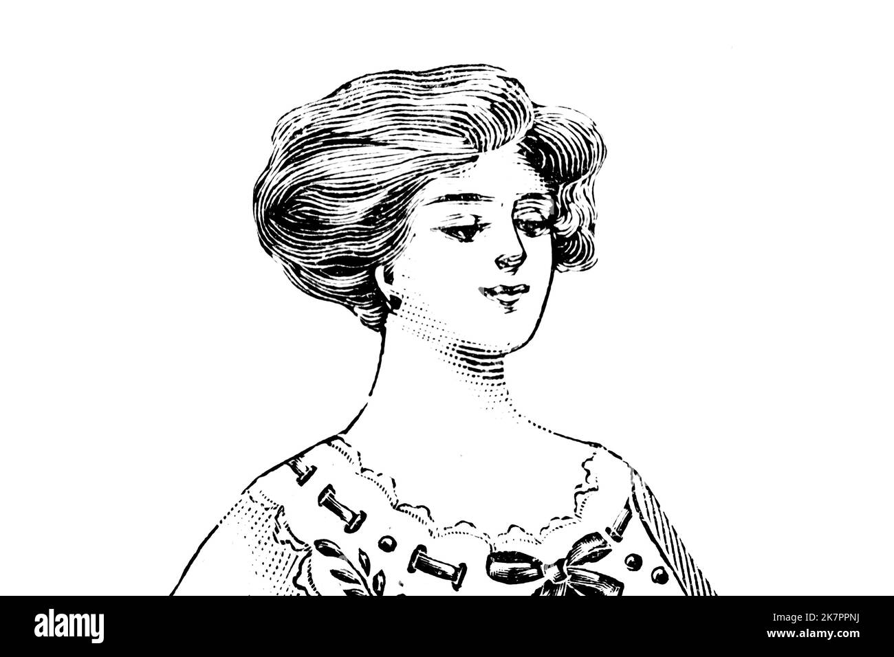 Porträt einer Frau - Vintage Illustration Stockfoto