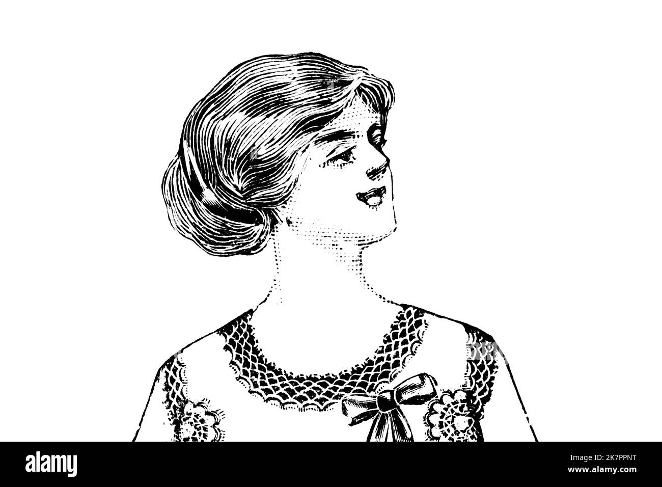 Porträt einer Frau - Vintage Illustration Stockfoto