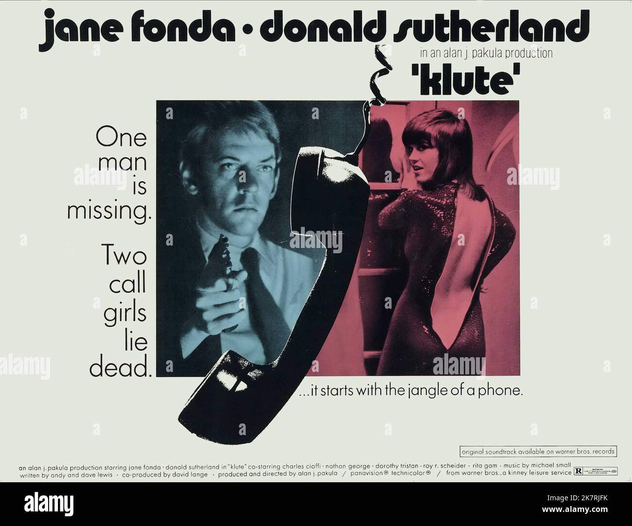 Donald Sutherland & Jane Fonda Poster Film: Klute (USA 1971) Charaktere: John Klute, Bree Daniels Regie: Alan J. Pakula 23 June 1971 **WARNUNG** Dieses Foto ist nur für redaktionelle Zwecke bestimmt und unterliegt dem Copyright von WARNER BROS und/oder des Fotografen, der von der Film- oder Produktionsfirma beauftragt wurde, und kann nur von Publikationen im Zusammenhang mit der Bewerbung des oben genannten Films reproduziert werden. Eine obligatorische Gutschrift an WARNER BROS ist erforderlich. Der Fotograf sollte auch bei Bekanntwerden des Fotos gutgeschrieben werden. Ohne schriftliche Genehmigung der Film Company kann keine kommerzielle Nutzung gewährt werden. Stockfoto