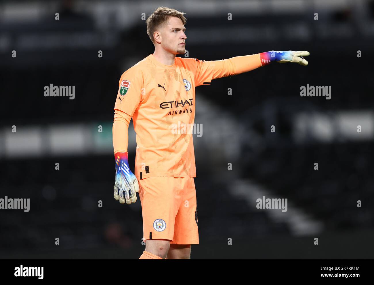 Derby, England, 18.. Oktober 2022. Mikki Van SAS aus Manchester City während des Papa Johns Trophy-Spiels im Pride Park Stadium, Derby. Bildnachweis sollte lauten: Darren Staples / Sportimage Stockfoto