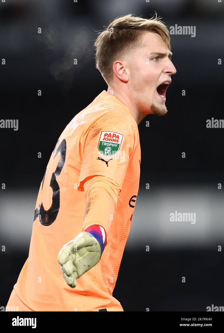 Derby, England, 18.. Oktober 2022. Mikki Van SAS aus Manchester City während des Papa Johns Trophy-Spiels im Pride Park Stadium, Derby. Bildnachweis sollte lauten: Darren Staples / Sportimage Stockfoto