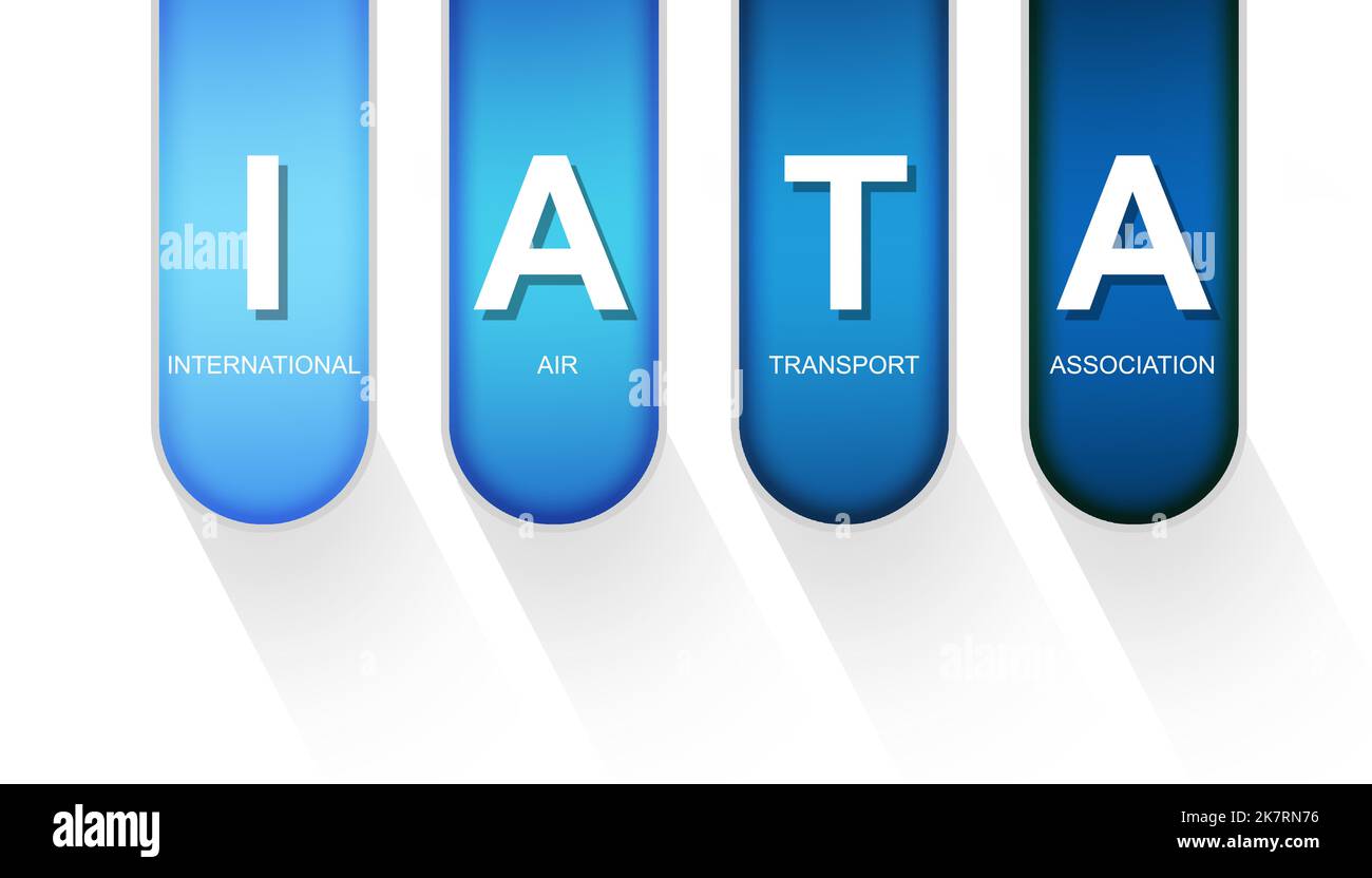 IATA als Akronym der International Air Transport Association isolated, 3D Rendering Stockfoto