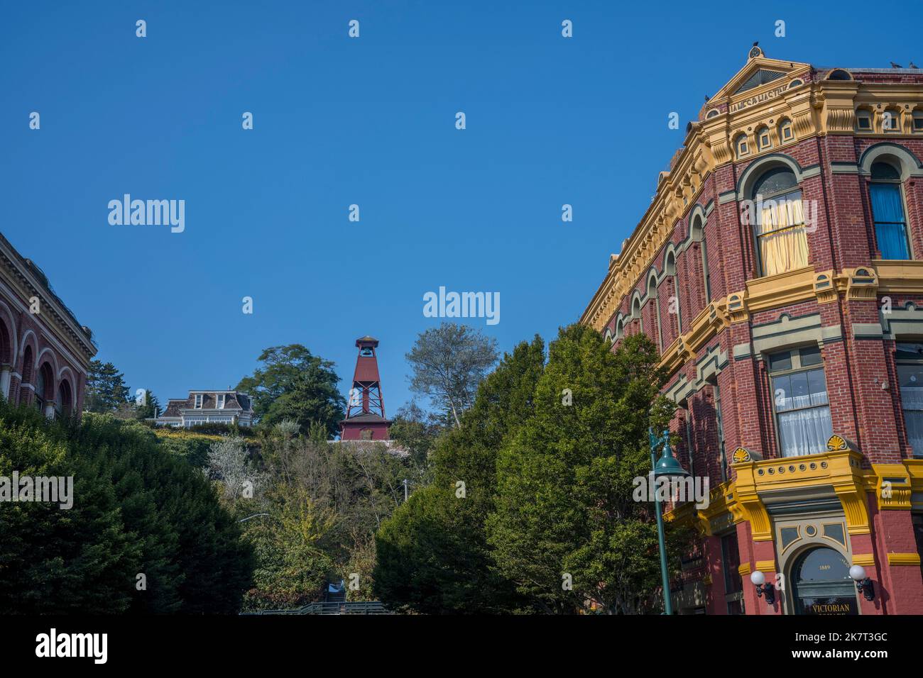 Blick auf das historische James and Hastings Building in Port Townsend, Jefferson County, Washington State, USA. Stockfoto