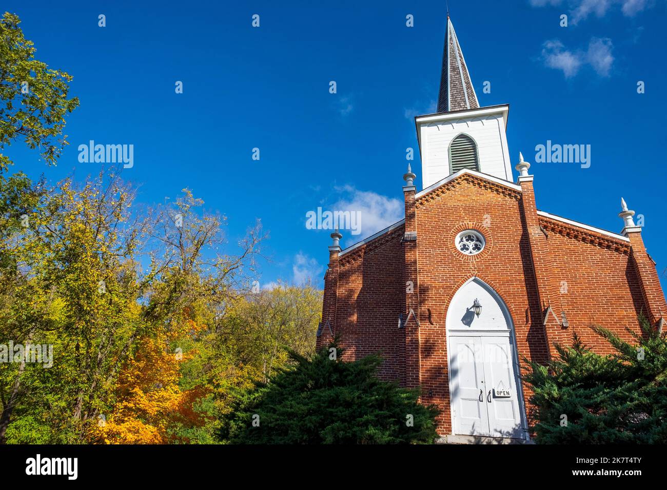 Historische Presbyterianische Kirche, Bentonsport, Iowa, USA Stockfoto