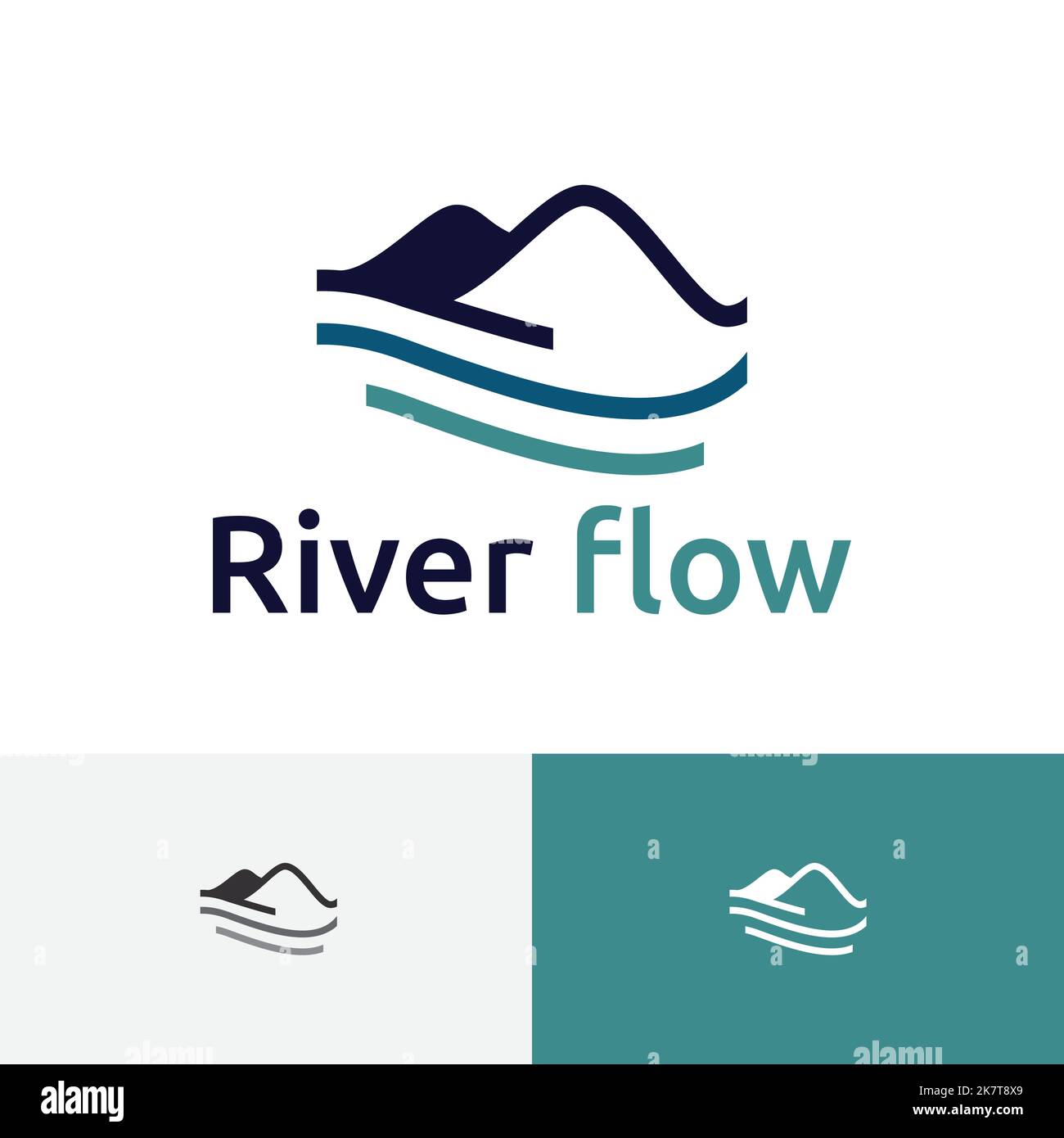 River Flow Mountain Hill Einfaches Abstraktes Logo Stock Vektor