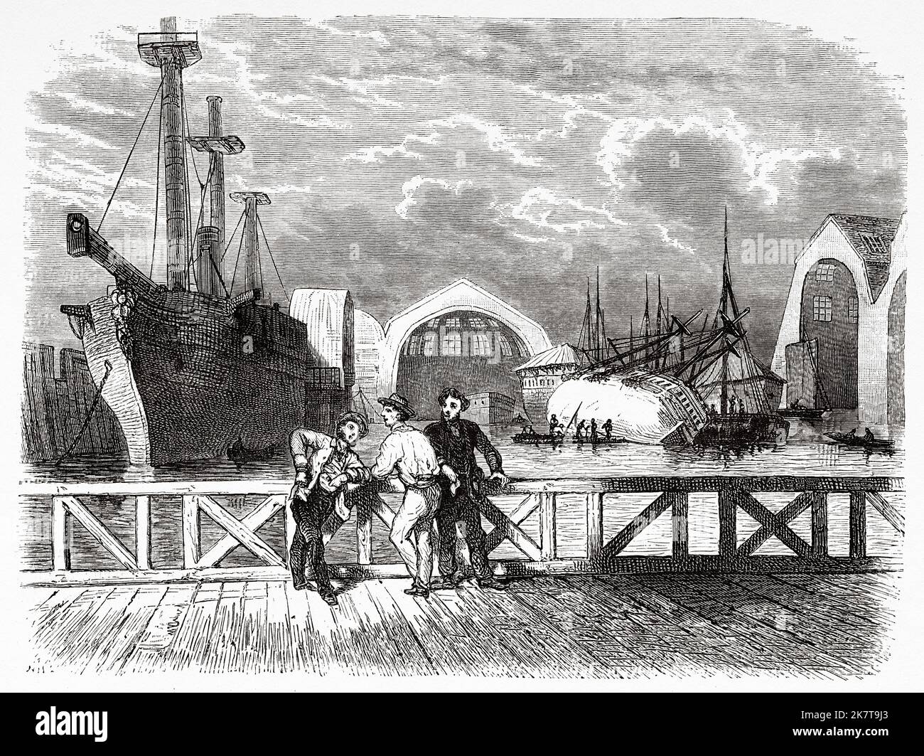 Docks in Vlisssingen Hafen, Niederlande, Europa. Ausflug nach Zeeland mit Charles De Coster 1873 Stockfoto
