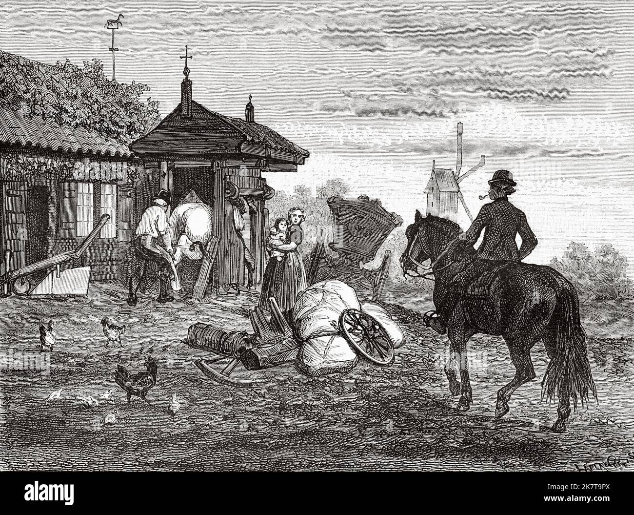 Schmiede in Kruiningen, Niederlande, Europa. Ausflug nach Zeeland mit Charles De Coster 1873 Stockfoto