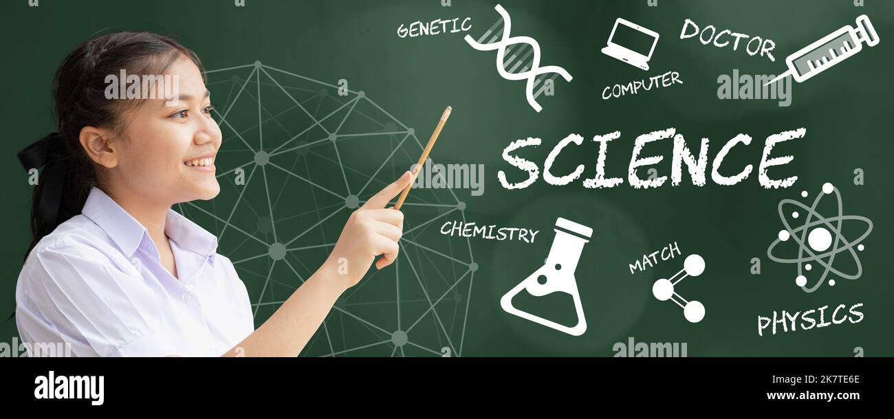 Student Wissenschaft Zweige wählen für Studium Bildung Lernen in der Schule Konzept Banner Stockfoto