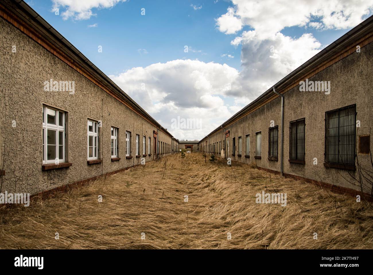 Nazi-Konzentrationslager in Deutschland. Ruinen von Sachsenhausener Feuerbestattungsöfen Stockfoto