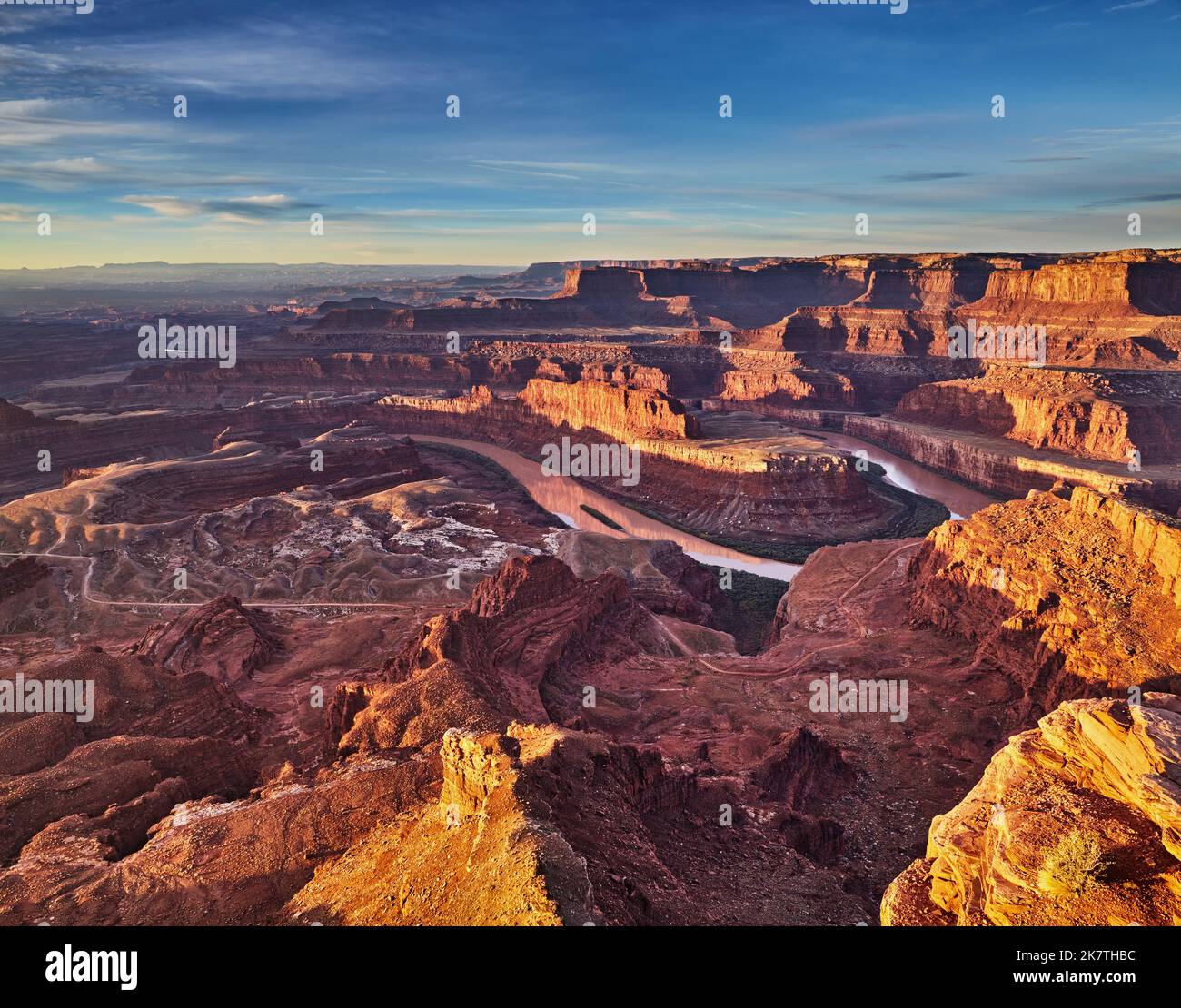 Sonnenaufgang am Dead Horse Point, Colorado River, Utah, USA Stockfoto