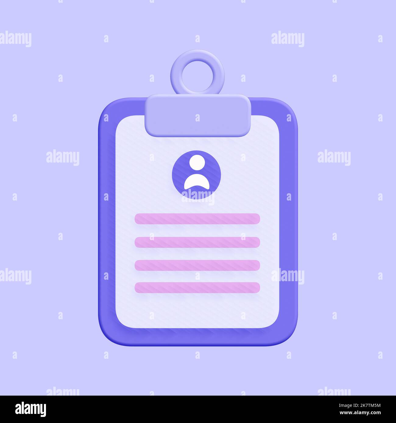 3D Symbol für die ID-Karte des Studenten. Isoliert auf blau. 3D Rendern. Stockfoto