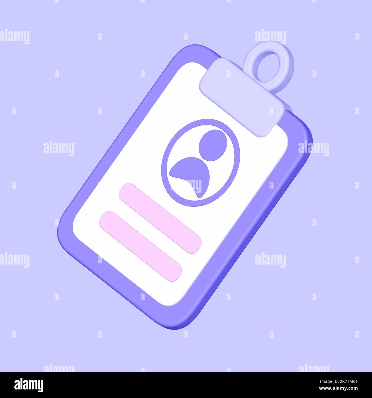 3D Symbol für die ID-Karte des Studenten. Isoliert auf blau. 3D Rendern. Stockfoto