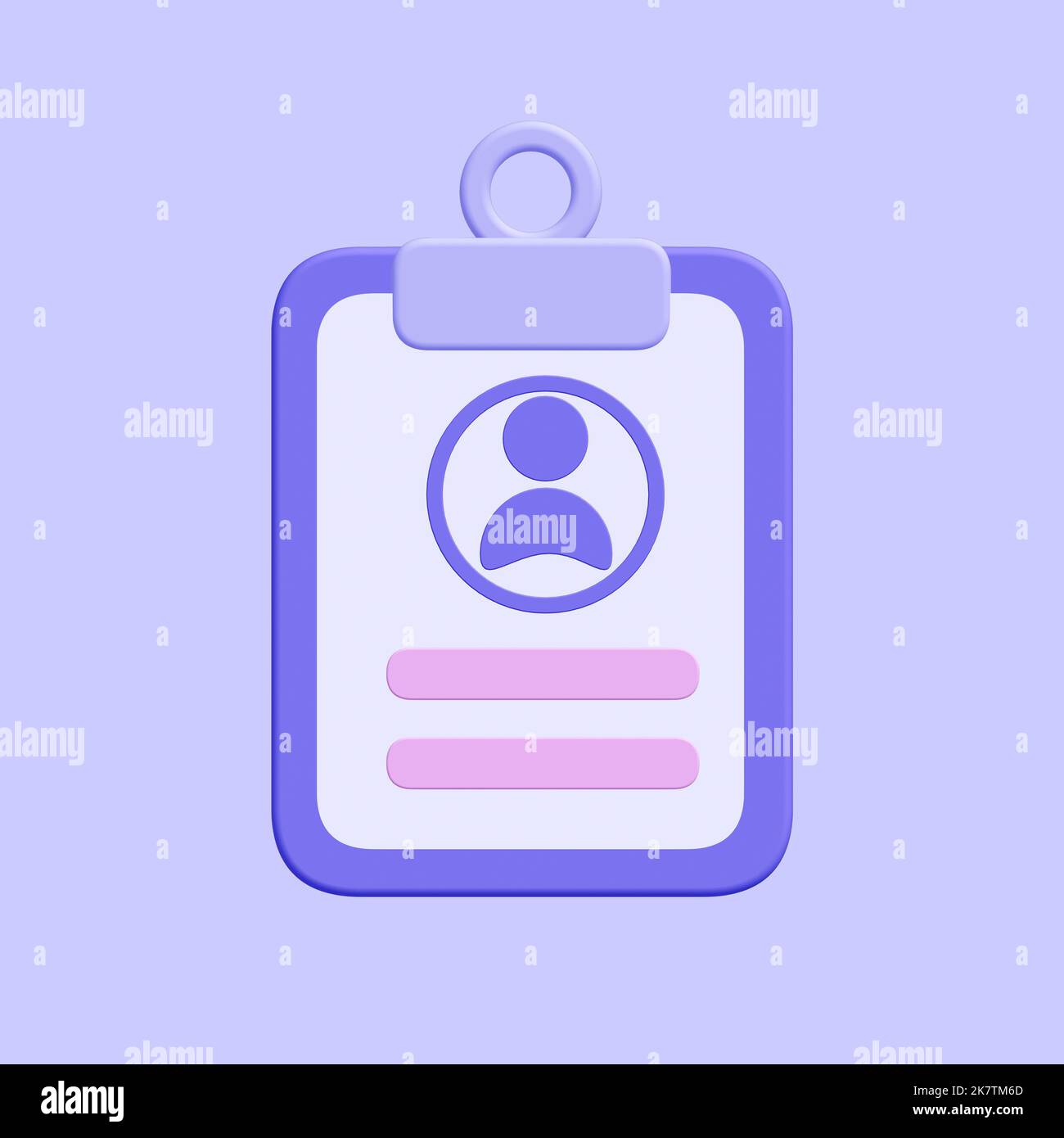 3D Symbol für die ID-Karte des Studenten. Isoliert auf blau. 3D Rendern. Stockfoto