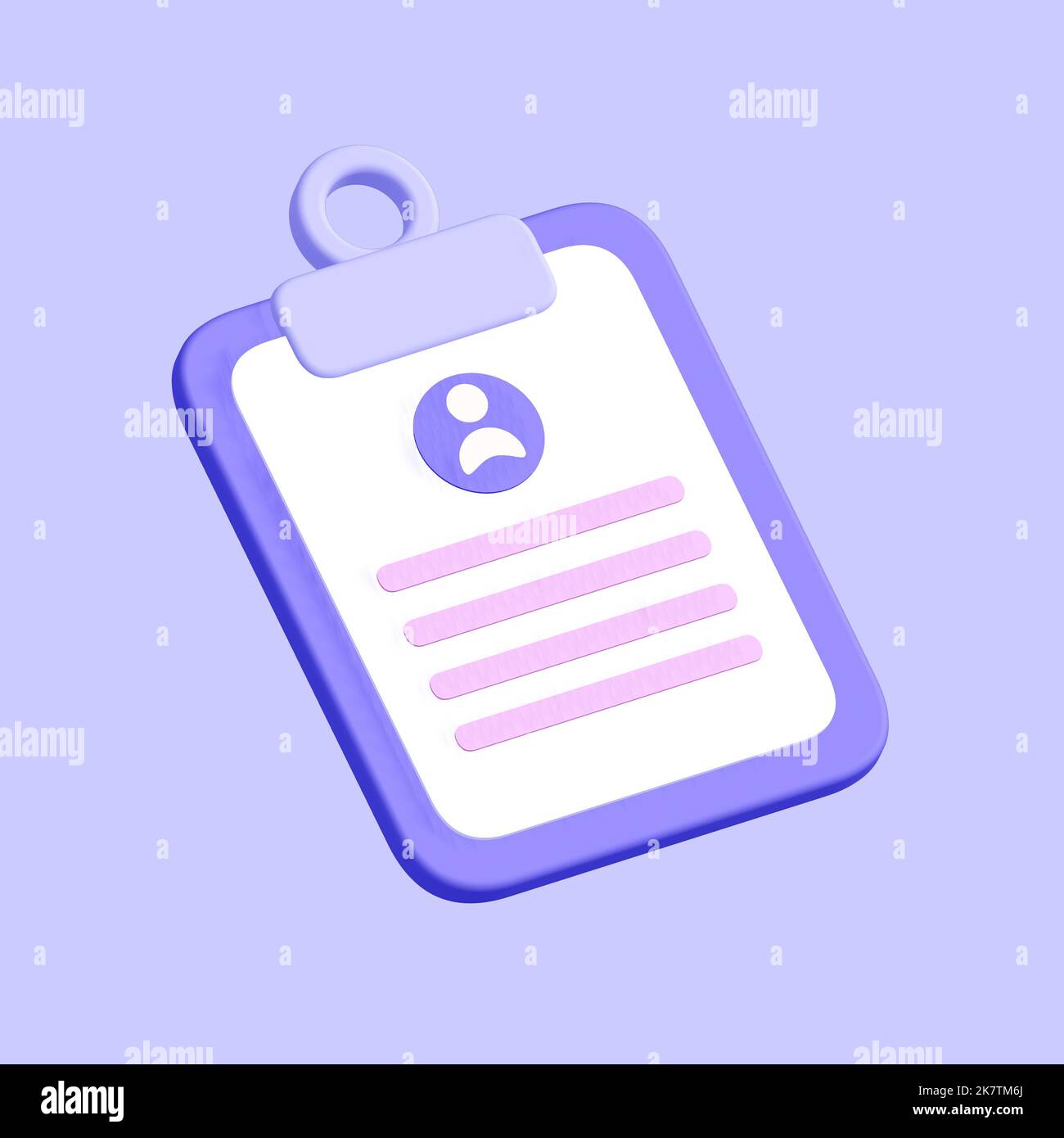 3D Symbol für die ID-Karte des Studenten. Isoliert auf blau. 3D Rendern. Stockfoto