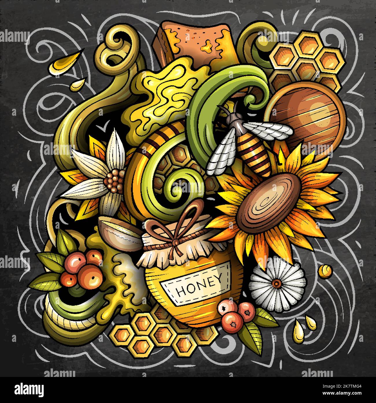 Cartoon Vektor Doodles Honig bunte lustige Illustration Stock