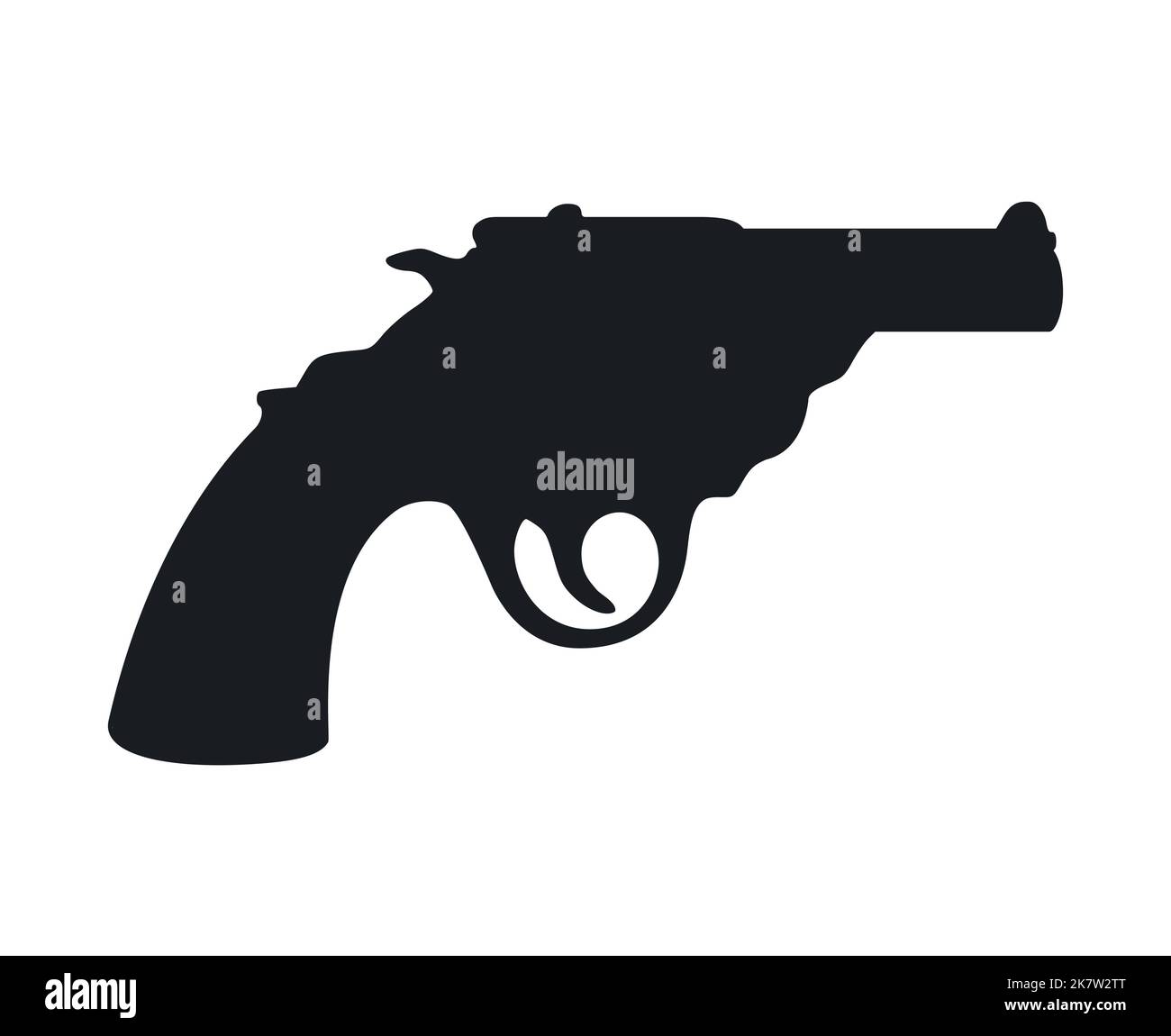 Einfache klassische Pistole Pistole Pistole Revolver Seitenansicht Silhouette Symbol Vektor isoliert auf weißem Hintergrund Stock Vektor