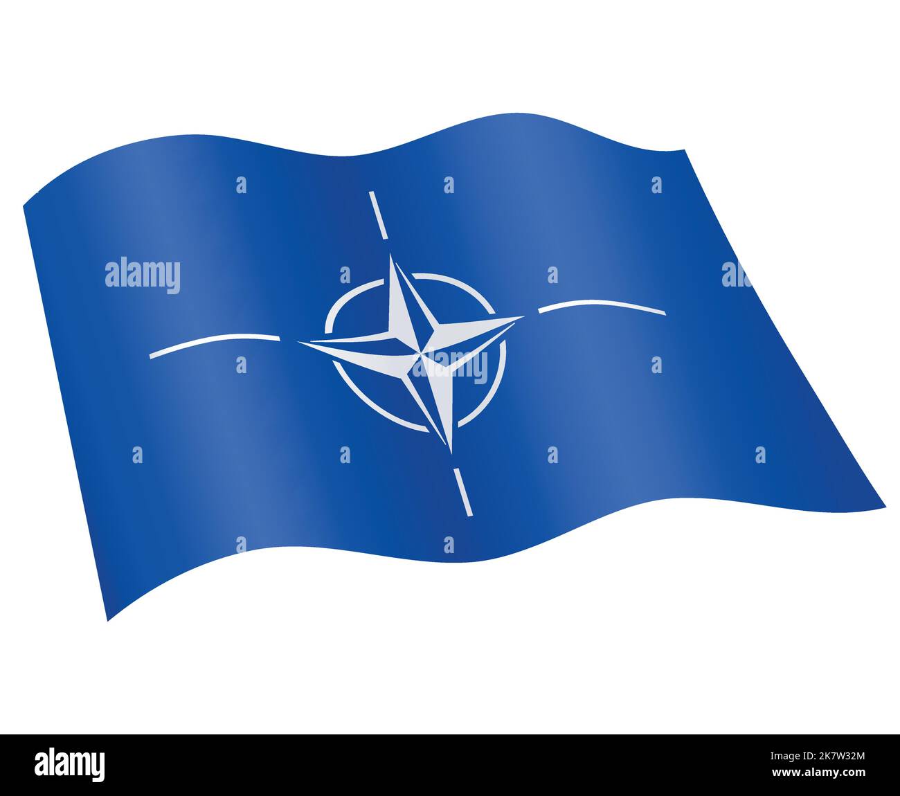 Präzise korrekte nato-Flagge fliegende winkende fließende Vektor isoliert auf weißem Hintergrund Stock Vektor