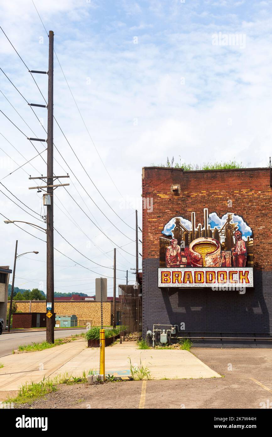 Braddock, Pennsylvania. Eine Stahlwerkstadt in den östlichen Vororten von Pittsburgh im Allegheny County, Stockfoto