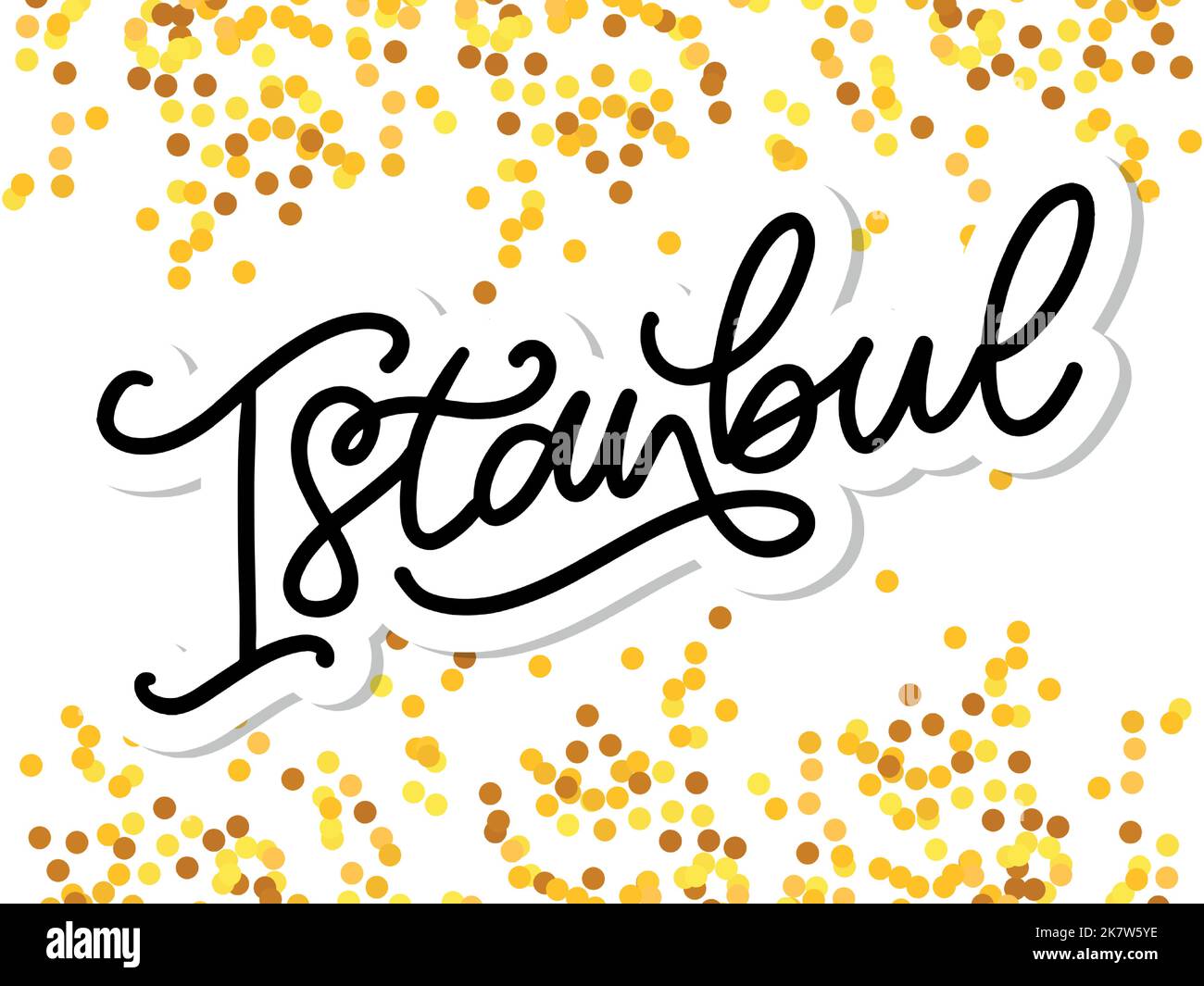 Istanbul. Handbeschriftetem Text. Vektor-Logo von Istanbul in schwarzer Farbe mit Möwen auf weißem Hintergrund. Souvenir-Produkte, Banner-Emblem, Reise-Blog Stock Vektor