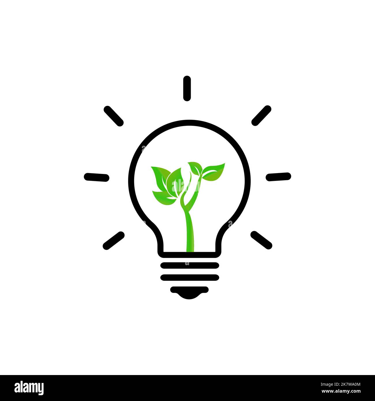 Lampe Umwelt-Glühlampe mit Blatt-Logo. Eco World, grünes Blatt, Energiesparlampensymbol. Abbildung Stock Vektor