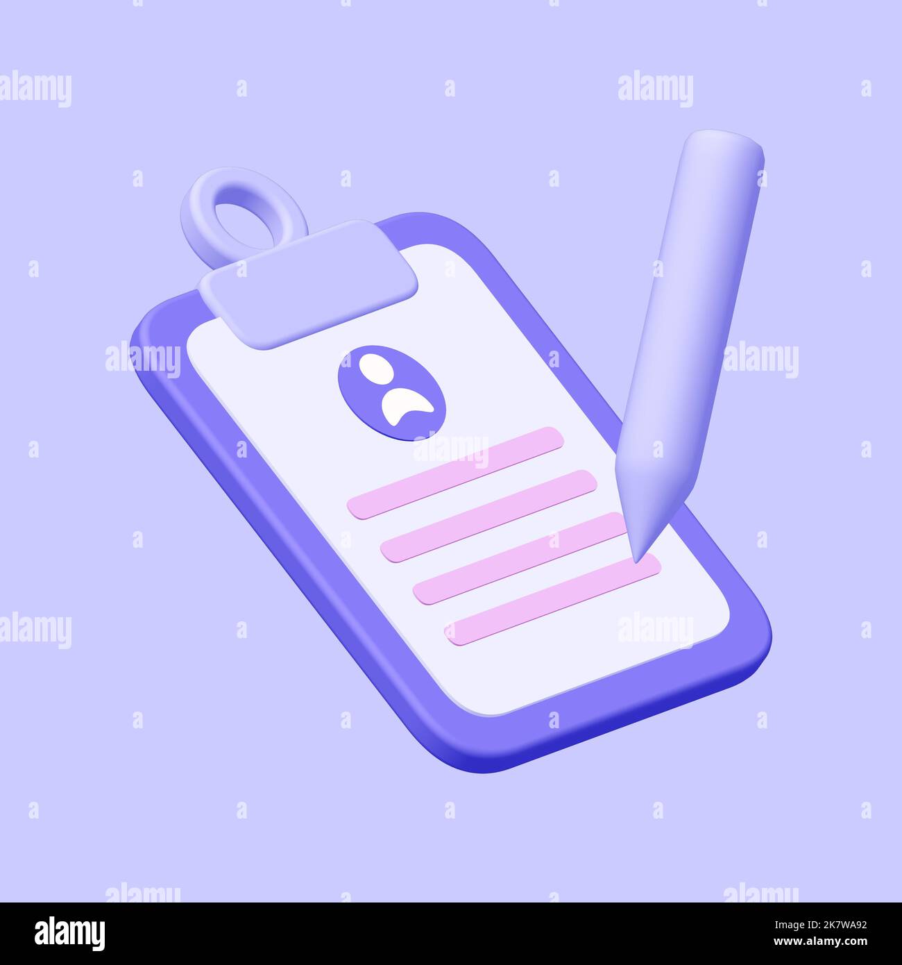 studentenausweis mit Stift. Isoliert auf blau. 3D Rendern. Stockfoto