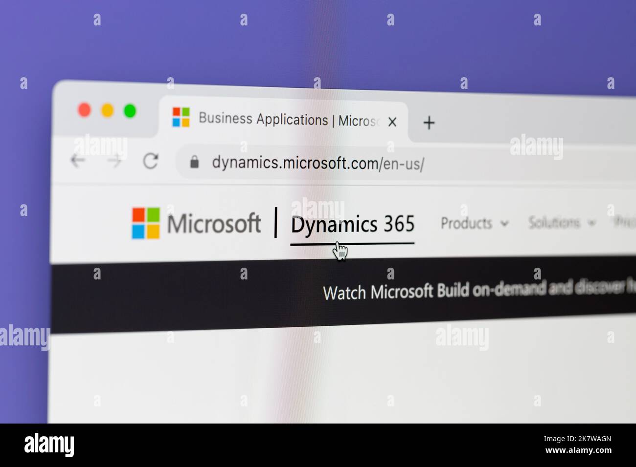 Ostersund, Schweden - 26. Aug 2022: Microsoft Dynamics 365 auf einem Computerbildschirm Microsoft Dynamics 365 ist eine Produktfamilie von Microsoft. Stockfoto