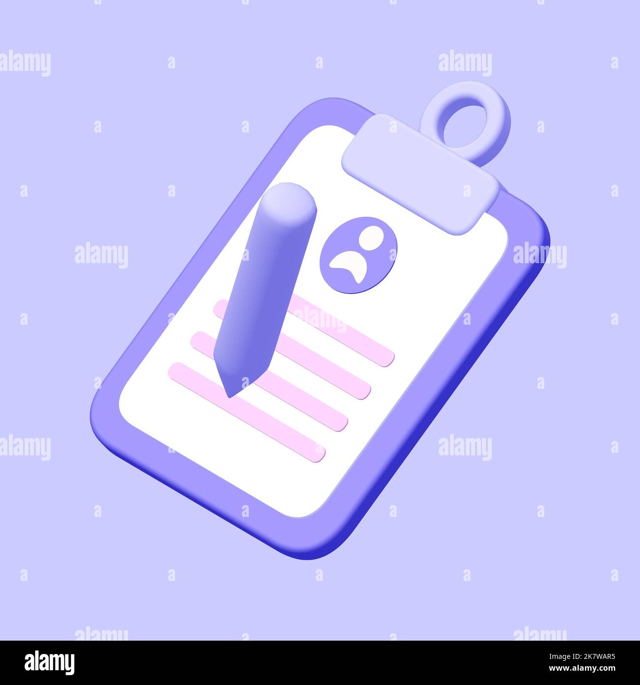 studentenausweis mit Stift. Isoliert auf blau. 3D Rendern. Stockfoto