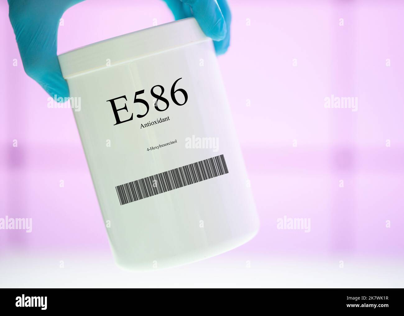 Verpackung mit Nahrungsergänzungsmitteln E586 Antioxidans Stockfoto