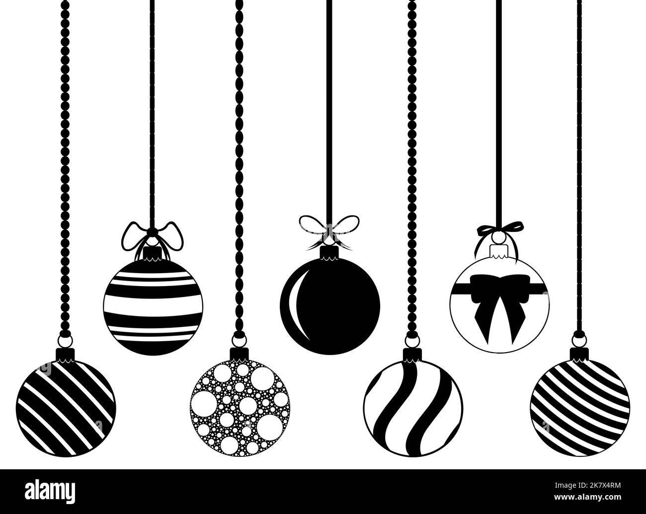 Satz von verschiedenen hingen Weihnachtsdekorationen isoliert auf weißem Stockfoto