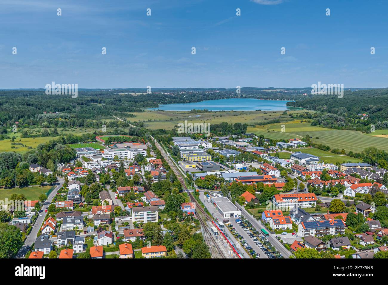 Herrsching am Ammersee von oben Stockfoto
