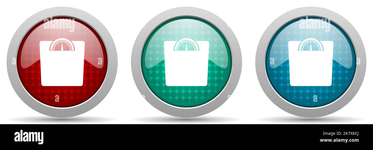 Gewichtvektor-Symbolsatz, glänzende Webbuttons-Kollektion Stock Vektor