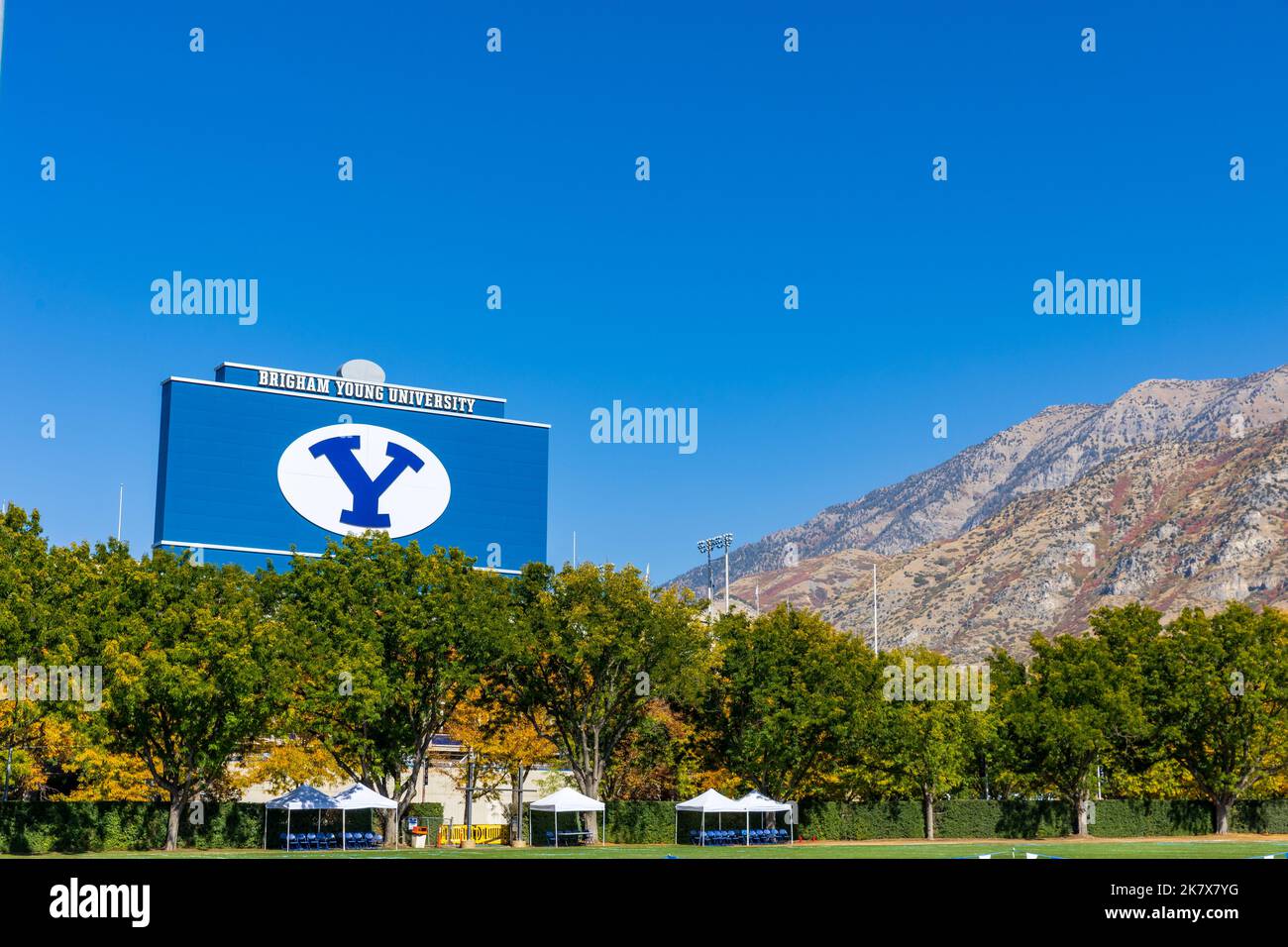 Provo, Utah - 14. Oktober 2022: Lavell Edwards Stadium auf dem Campus der Brigham Young University, BYU, in Provo, Utah Stockfoto