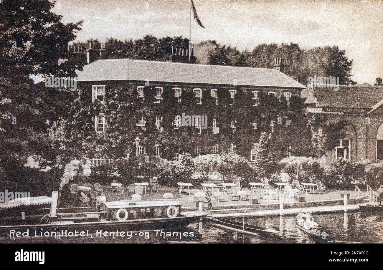 Ein Jahrgangsfoto aus den 1920er Jahren vom Red Lion Hotel, Hart Street, Henley-on-Thames, Oxfordshire, England, UK Stockfoto