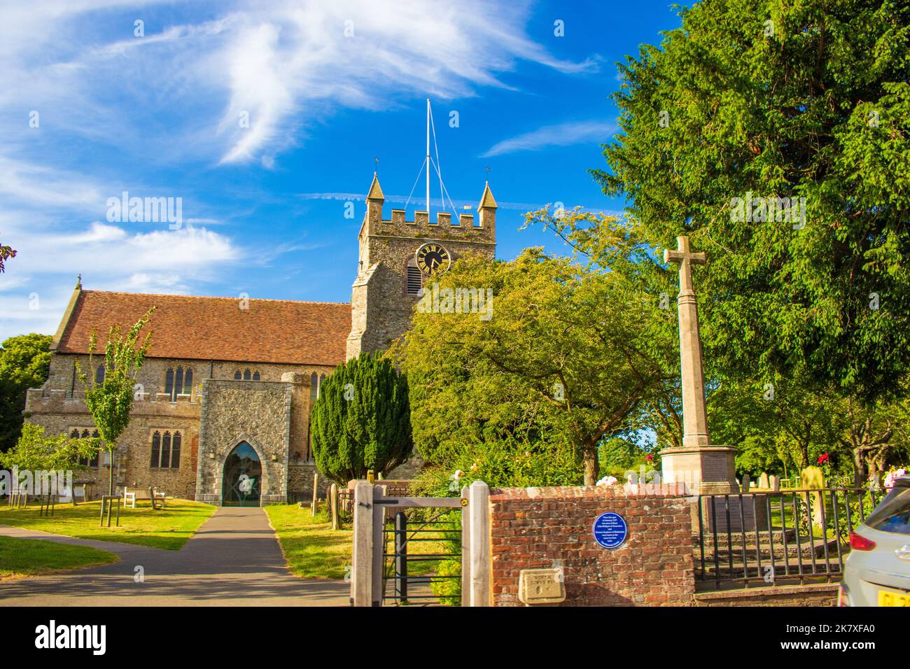 St Gregory und St Martin Church Anglican Church in Wye. Wye ist ein Dorf in Kent, England, 5 Meilen von Ashford und 12 Meilen von Canterbury.UK entfernt Stockfoto