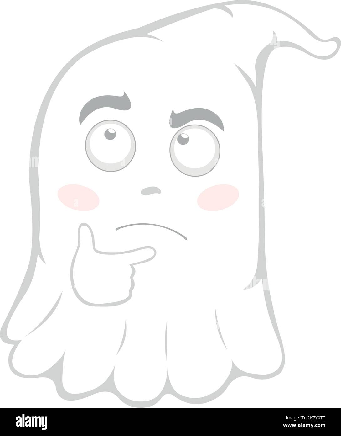 Vektordarstellung eines Cartoon-Geistes mit einem denkenden Ausdruck oder Zweifel Stock Vektor