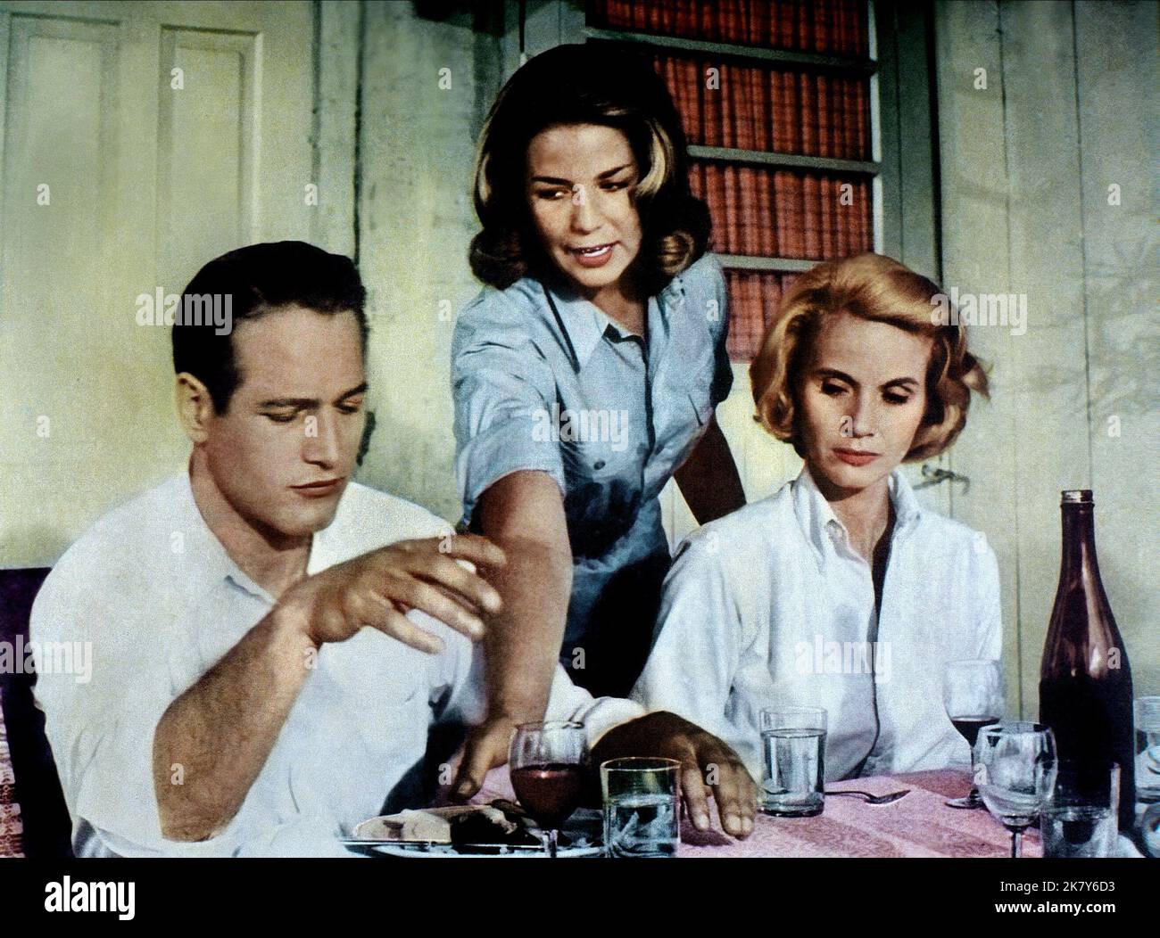 Paul Newman, Alexandra Stewart, Eva Marie Saint Film: Exodus (USA 1960) Charaktere: Ari Ben Canaan,Jordana Ben Canaan,Kitty Fremont / Literaturverfilmung (nach dem Buch von Leon URIs) Regie: Otto Preminger 15 December 1960 **WARNUNG** Dieses Foto ist nur für redaktionelle Verwendung bestimmt und unterliegt dem Copyright von UNITED ARTISTS und/oder dem von der Film- oder Produktionsgesellschaft beauftragten Fotografen und kann nur durch Publikationen im Zusammenhang mit der Bewerbung des oben genannten Films reproduziert werden. Eine obligatorische Gutschrift für UNITED ARTISTS ist erforderlich. Der Fotograf sollte auch bei Bekanntwerden des Fotos gutgeschrieben werden. Keine Kommunikation Stockfoto