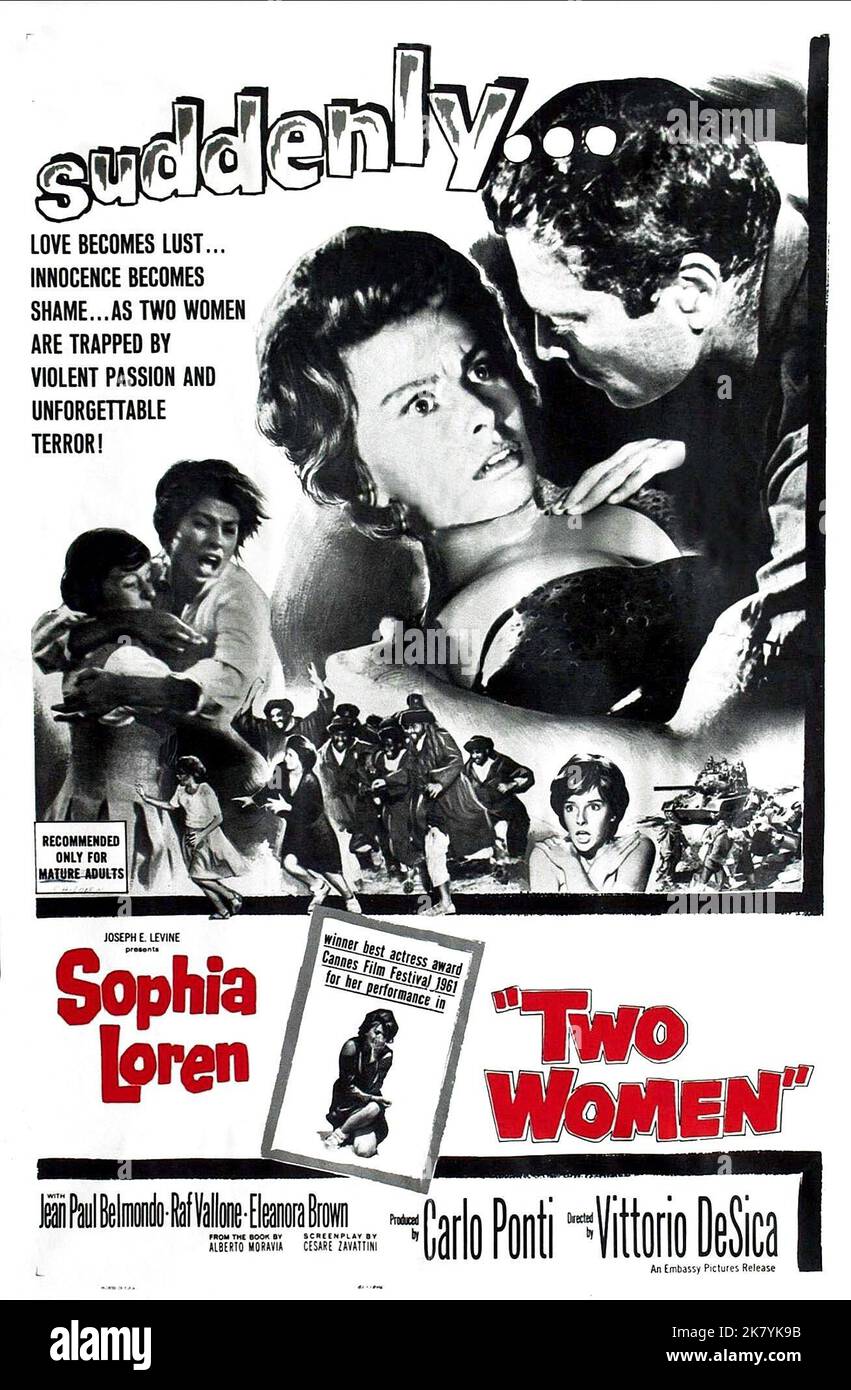 Sophia Loren Poster Film zwei Frauen (La ciociara) Charaktere: Cesir IT/FR 1960, Regie: Vittorio de Sica 23. Dezember 1960 **WARNUNG** dieses Foto ist nur für redaktionelle Zwecke bestimmt und unterliegt dem Urheberrecht der BOTSCHAFT und/oder des Fotografen, der von der Film- oder Produktionsgesellschaft beauftragt wurde. Es kann nur durch Veröffentlichungen in Verbindung mit der Werbung für den obigen Film reproduziert werden. Eine obligatorische Gutschrift an die BOTSCHAFT ist erforderlich. Der Fotograf sollte ebenfalls angerechnet werden, wenn er bekannt ist. Ohne schriftliche Genehmigung der Film Company kann keine kommerzielle Nutzung gewährt werden. Stockfoto