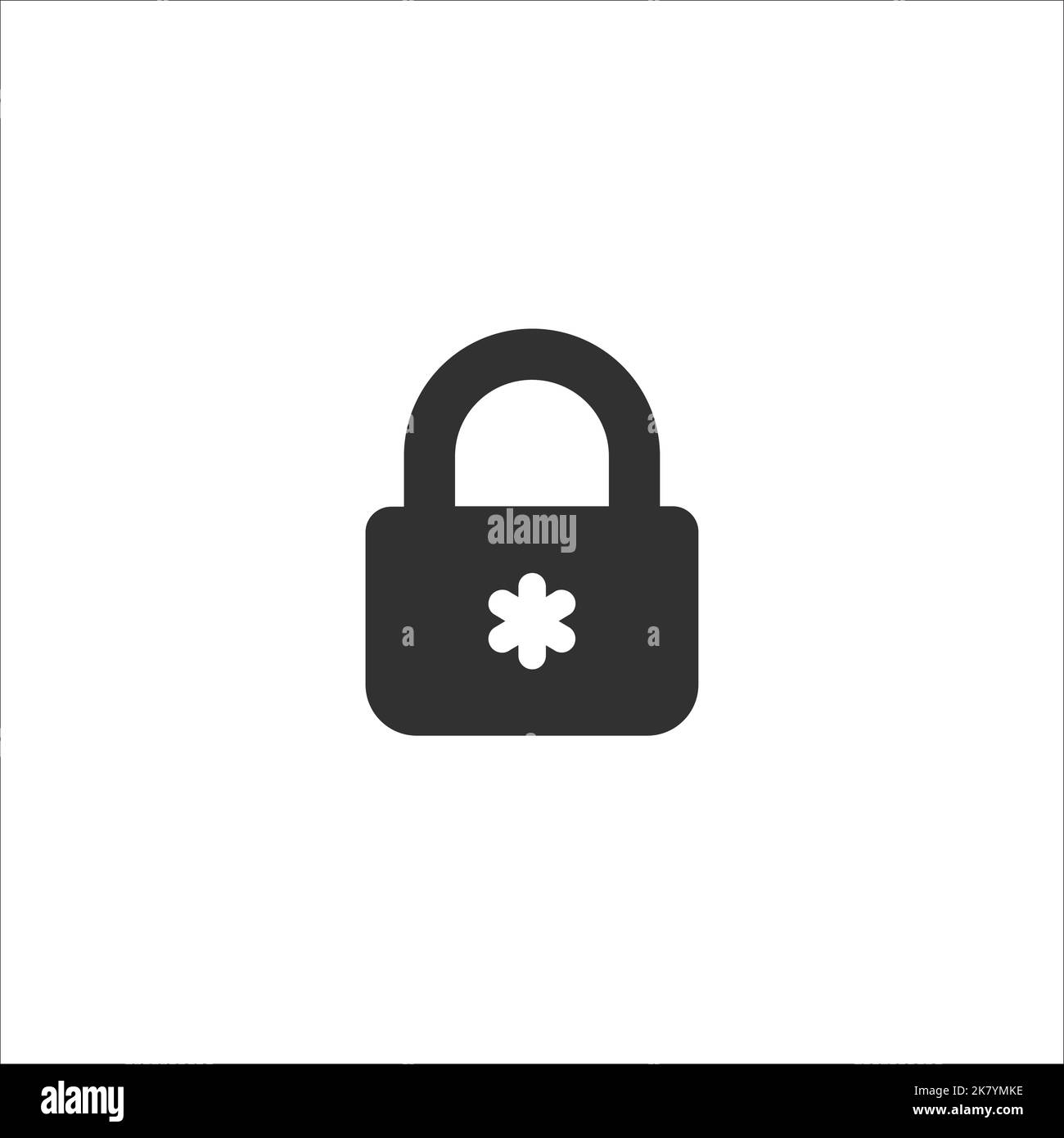 Schlosssymbol, sicheres Schutz Web-Sicherheitssymbol, Vorhängeschloss privates System. Vektordarstellung auf weißem Hintergrund isoliert. Stock Vektor