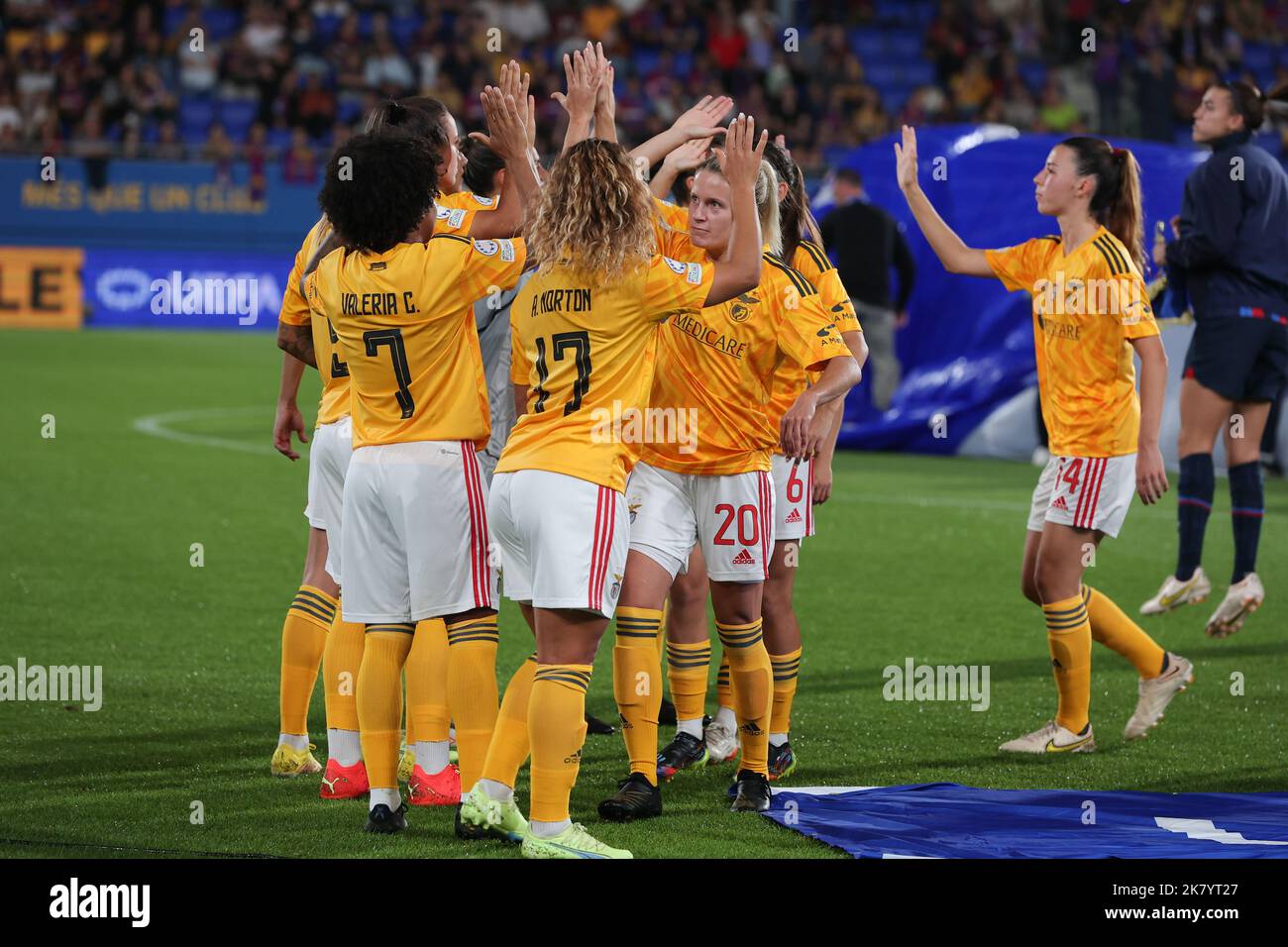 Barcelona, Spanien. 19.. Oktober 2022. Spieler von SL Benfica während des UEFA Women's Champions League-Spiels zwischen dem FC Barcelona und SL Benfica im Johan Cruyff Stadium in Barcelona, Spanien. Bild: DAX Images/Alamy Live News Stockfoto