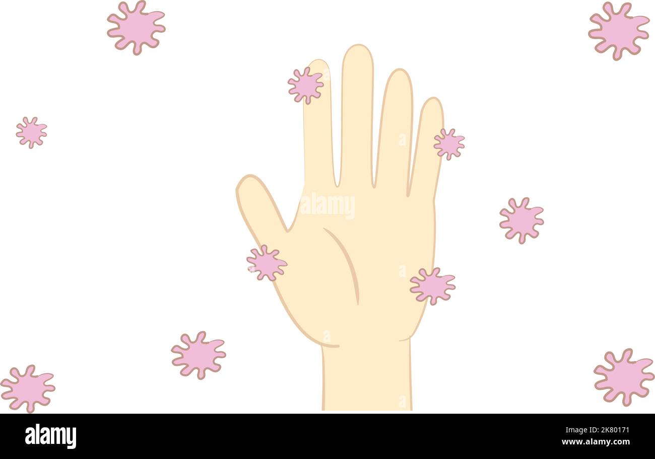 Abbildung der Hand mit Coronavirus Stock Vektor