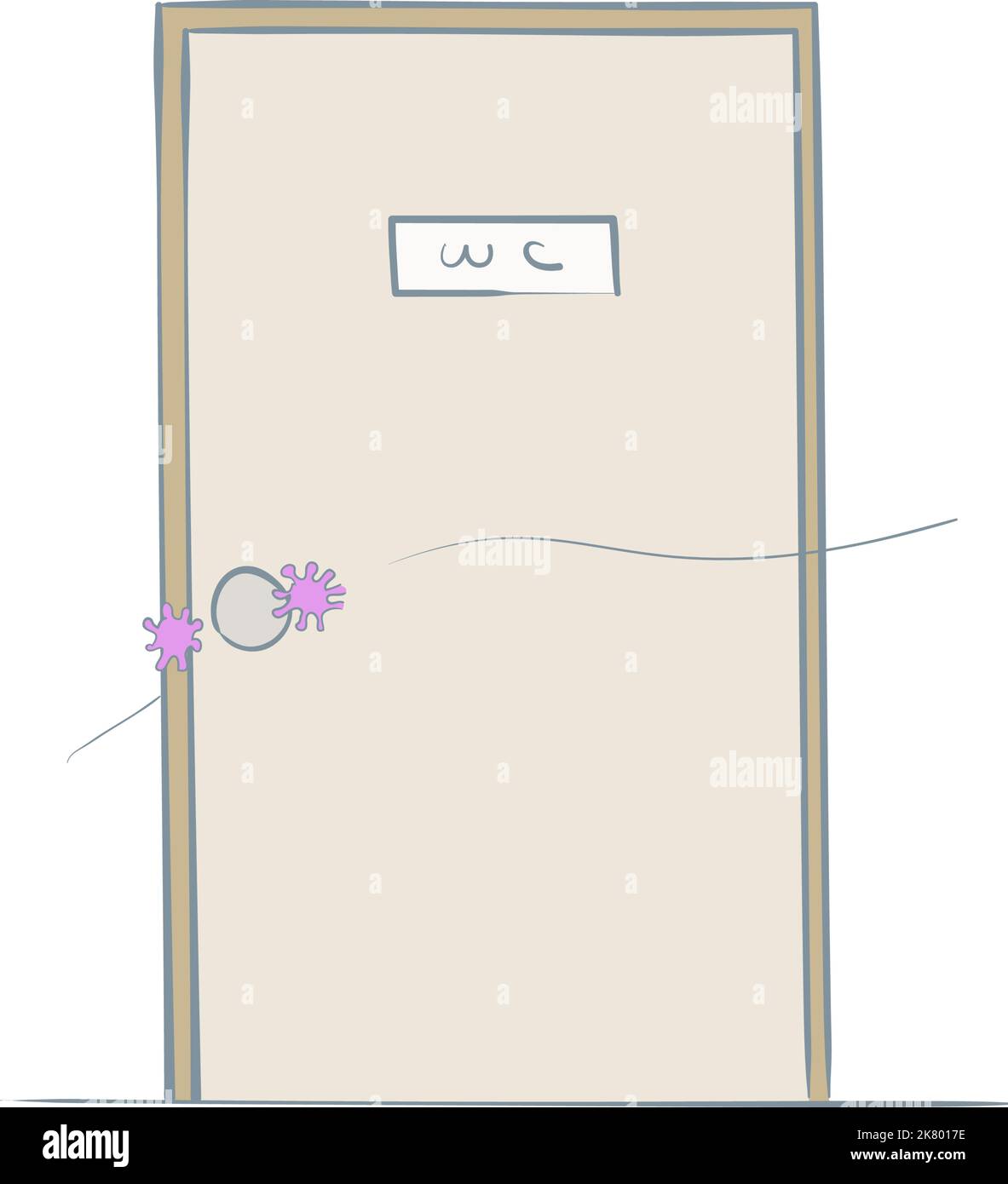 Abbildung, dass sich ein Virus an einem Türknauf anheftet Stock Vektor