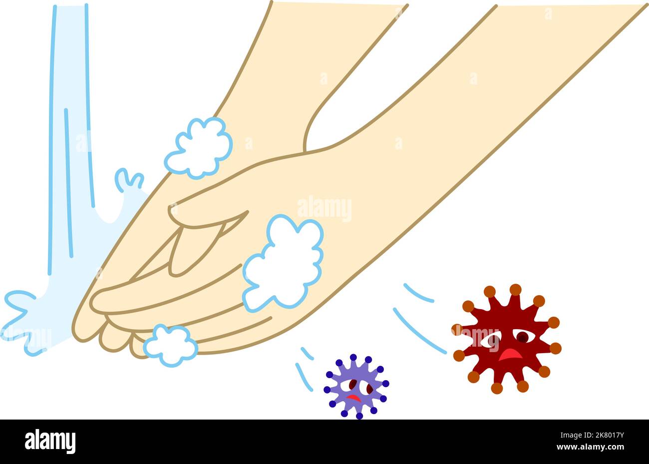 Abbildung des Händewaschens mit Handseife Stock Vektor