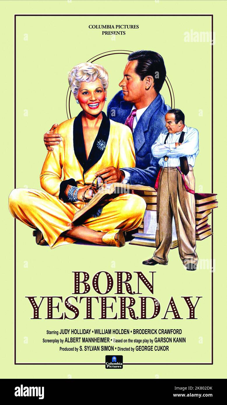 Judy Holliday, William Holden & Broderick Crawford Poster Film: Born Yesterday (USA 1950) Charaktere: Emma 'Billie' Dawn, Paul Verrall, Harry Brock Regie: George Cukor 25 December 1950 **WARNUNG** Dieses Foto ist nur für redaktionelle Zwecke bestimmt und unterliegt dem Copyright von COLUMBIA und/oder des Fotografen, der von der Film- oder Produktionsfirma beauftragt wurde und darf nur von Publikationen im Zusammenhang mit der Bewerbung des oben genannten Films reproduziert werden. Eine obligatorische Gutschrift an COLUMBIA ist erforderlich. Der Fotograf sollte auch bei Bekanntwerden des Fotos gutgeschrieben werden. Ohne schriftliche Genehmigung kann keine kommerzielle Nutzung gewährt werden Stockfoto