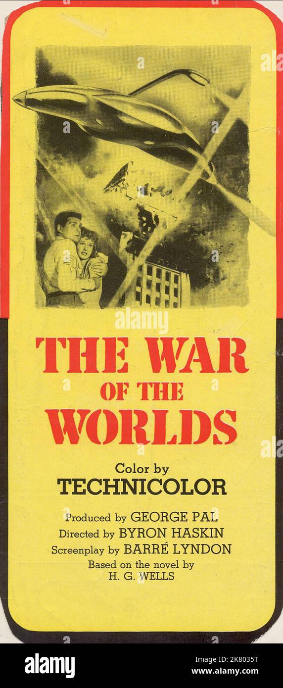 Filmposter Film der Krieg der Welten (USA 1953) Regie: Byron Haskin 29. Juli 1953 **WARNUNG** dieses Foto ist nur für redaktionelle Zwecke bestimmt und unterliegt dem Urheberrecht von PARAMOUNT und/oder dem Fotografen, der von der Film- oder Produktionsgesellschaft beauftragt wurde und darf nur durch Veröffentlichungen in Verbindung mit der Werbung für den oben genannten Film reproduziert werden. Es ist eine obligatorische Gutschrift bis ÜBERGEORDNETEN BETRAG erforderlich. Der Fotograf sollte ebenfalls angerechnet werden, wenn er bekannt ist. Ohne schriftliche Genehmigung der Film Company kann keine kommerzielle Nutzung gewährt werden. Stockfoto