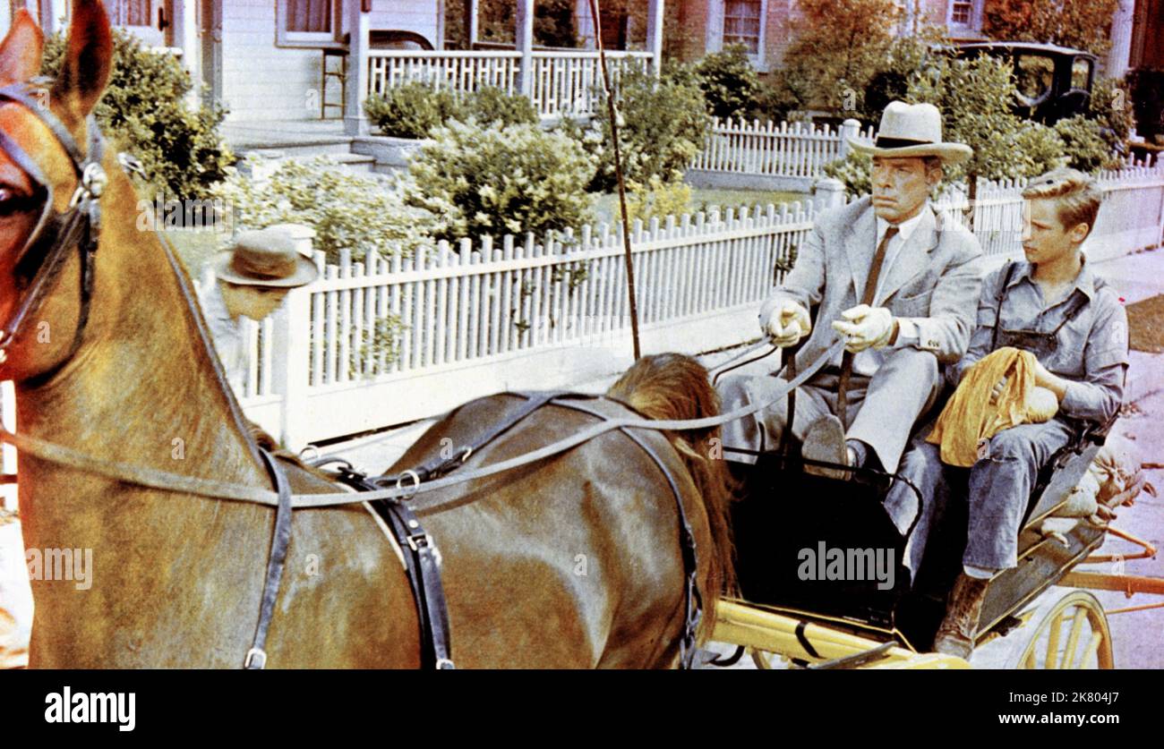 Lee Marvin & Brandon de Wilde Film The Missouri Traveler (1957) Charaktere: Tobias Brown & Biarn Turner Regie: Jerry Hopper 21. Januar 1958 **WARNUNG** dieses Foto ist nur für redaktionelle Zwecke bestimmt und unterliegt dem Copyright der Film Company und/oder des Fotografen, der von der Film or Production Company zugewiesen wurde. Es kann nur durch Veröffentlichungen in Verbindung mit der Werbung für den oben genannten Film reproduziert werden. Es ist eine obligatorische Gutschrift an die Filmgesellschaft erforderlich. Der Fotograf sollte ebenfalls angerechnet werden, wenn er bekannt ist. Ohne schriftliche Genehmigung der Film Company kann keine kommerzielle Nutzung gewährt werden. Stockfoto