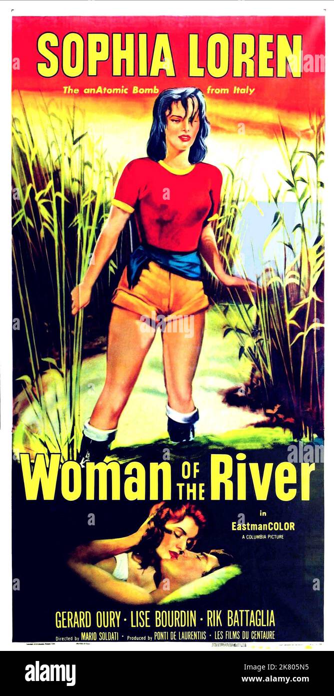 Sophia Loren Poster Film The River Girl (La donna del fiume) Charaktere: Nives Mongolin IT/FR 1954, Regie: Mario Soldati 29. Dezember 1954 **WARNUNG** dieses Foto ist nur für redaktionelle Zwecke bestimmt und ist urheberrechtlich geschützt von COLUMBIA und/oder dem Fotografen, der von der Film- oder Produktionsgesellschaft beauftragt wurde. Eine obligatorische Gutschrift für COLUMBIA ist erforderlich. Der Fotograf sollte ebenfalls angerechnet werden, wenn er bekannt ist. Ohne schriftliche Genehmigung der Film Company kann keine kommerzielle Nutzung gewährt werden. Stockfoto