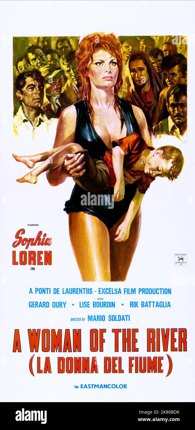 Sophia Loren Poster Film The River Girl (La donna del fiume) Charaktere: Nives Mongolin IT/FR 1954, Regie: Mario Soldati 29. Dezember 1954 **WARNUNG** dieses Foto ist nur für redaktionelle Zwecke bestimmt und ist urheberrechtlich geschützt von COLUMBIA und/oder dem Fotografen, der von der Film- oder Produktionsgesellschaft beauftragt wurde. Eine obligatorische Gutschrift für COLUMBIA ist erforderlich. Der Fotograf sollte ebenfalls angerechnet werden, wenn er bekannt ist. Ohne schriftliche Genehmigung der Film Company kann keine kommerzielle Nutzung gewährt werden. Stockfoto