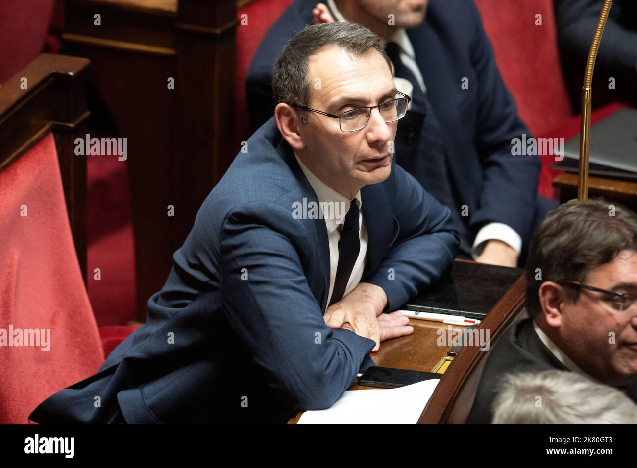 Laurent Jacobelli nimmt an einer Fragestunde an die Regierung in der französischen Nationalversammlung am 18. Oktober 2022 in Paris, Frankreich, Teil. Foto von David Niviere/ABACAPRESS.COM Stockfoto