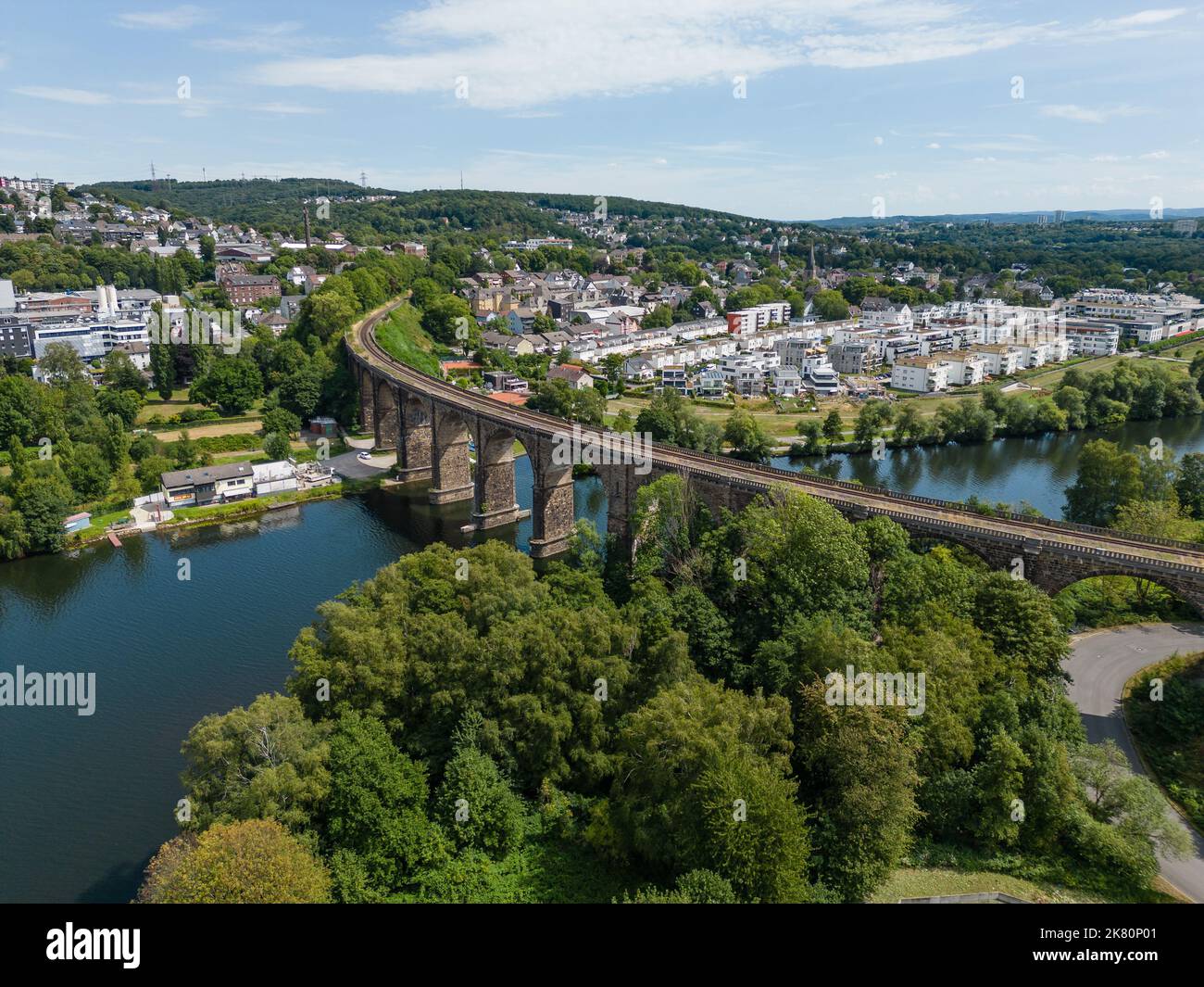 Ruhrviadukt / Eisenbahnbrücke / Ruhrviadukt, Hagen Stockfoto